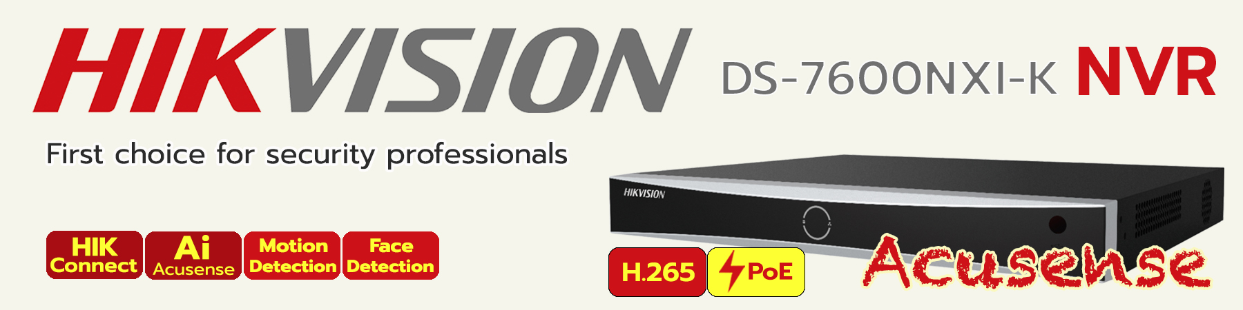 Hikvision Acusense NVR, Hikvision Acusense Network Video Recorder, DS-7604NXI-K1, DS-7604NXI-K1/4P, DS-7608NXI-K2, DS-7608NXI-K2/8P, DS-7616NXI-K2, DS-7616NXI-K2/16P, DS-7632NXI-K2